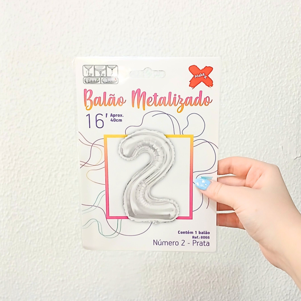 Balão Metalizado 40cm Número 2 Make+ - #5