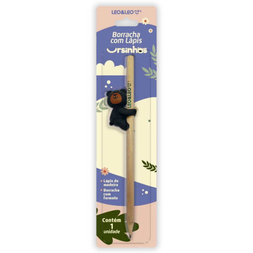 Lápis Grafite de Escrever com Borracha Ursinhos Leo e Leo - #4