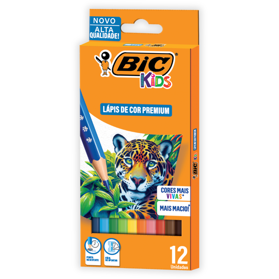 Lápis de Cor Premium 12 Cores Kids Bic