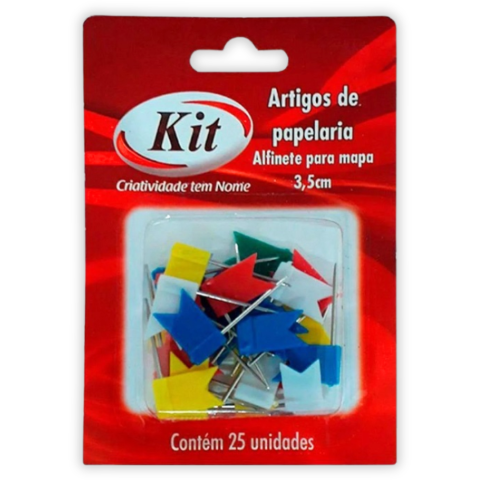 Alfinete para Mapa Bandeira 3,5cm 25 Unidades Kit