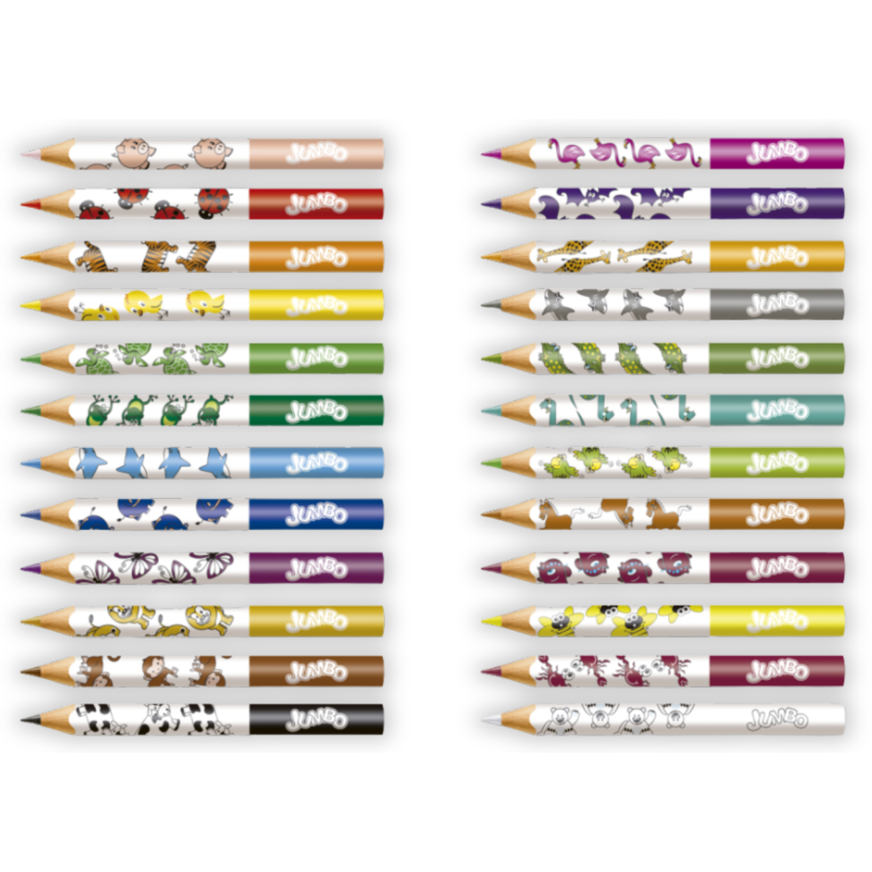 Lápis de Cor Eco 24 Cores Jumbo + 1 Apontador com Depósito Faber-Castell - #2