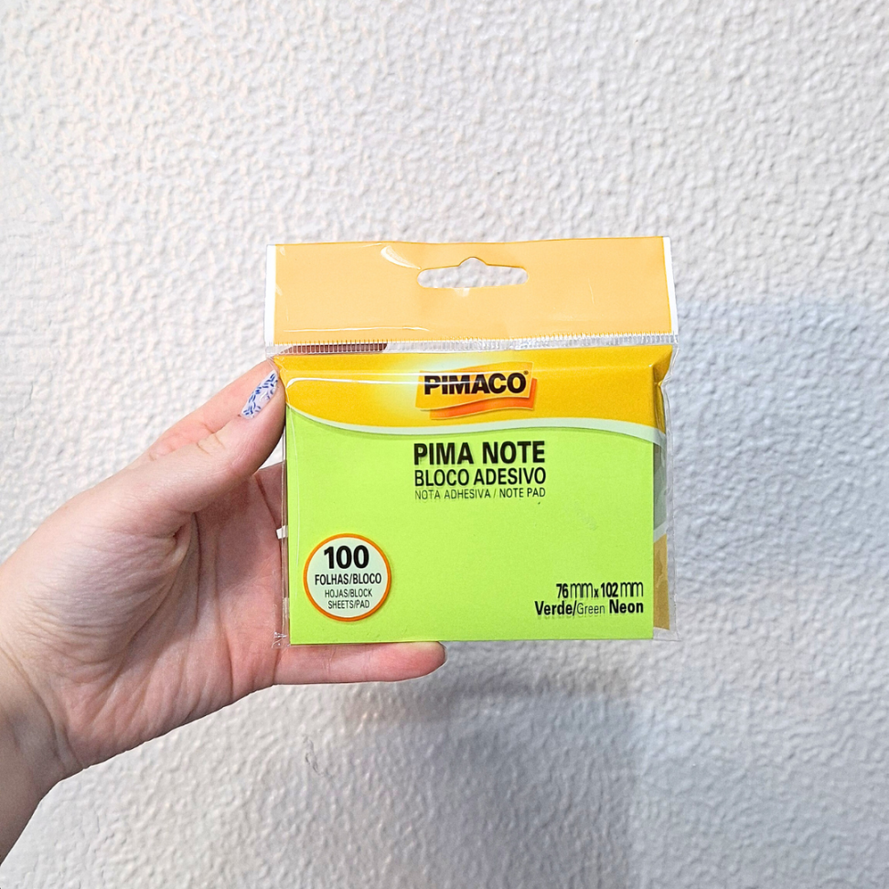 Bloco Adesivo Pima Note 76mm x 102mm Verde Neon Pimaco - #1