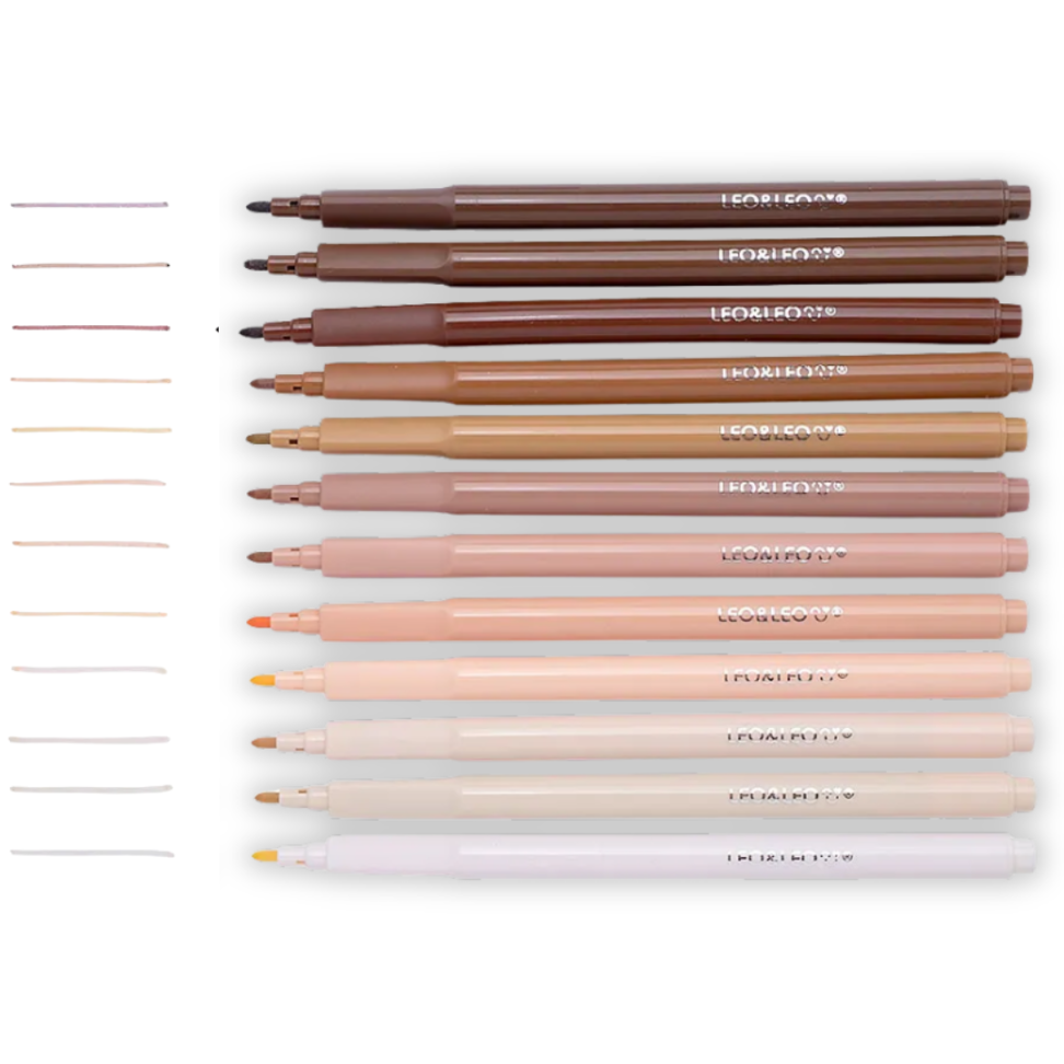 Canetinha Hidrocor Tons de Pele 12 Cores Leo e Leo - #1