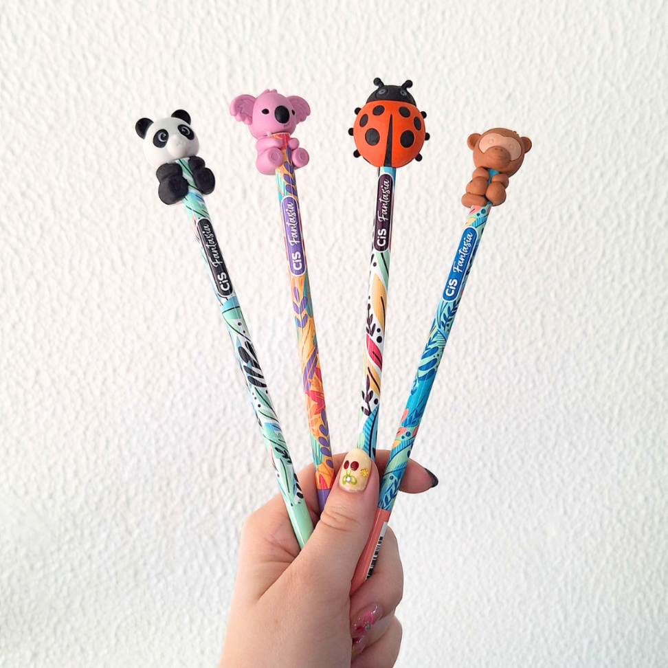 Lápis Grafite de Escrever com Borracha Ponteira Abraçadinhos Fantasia CiS - #6