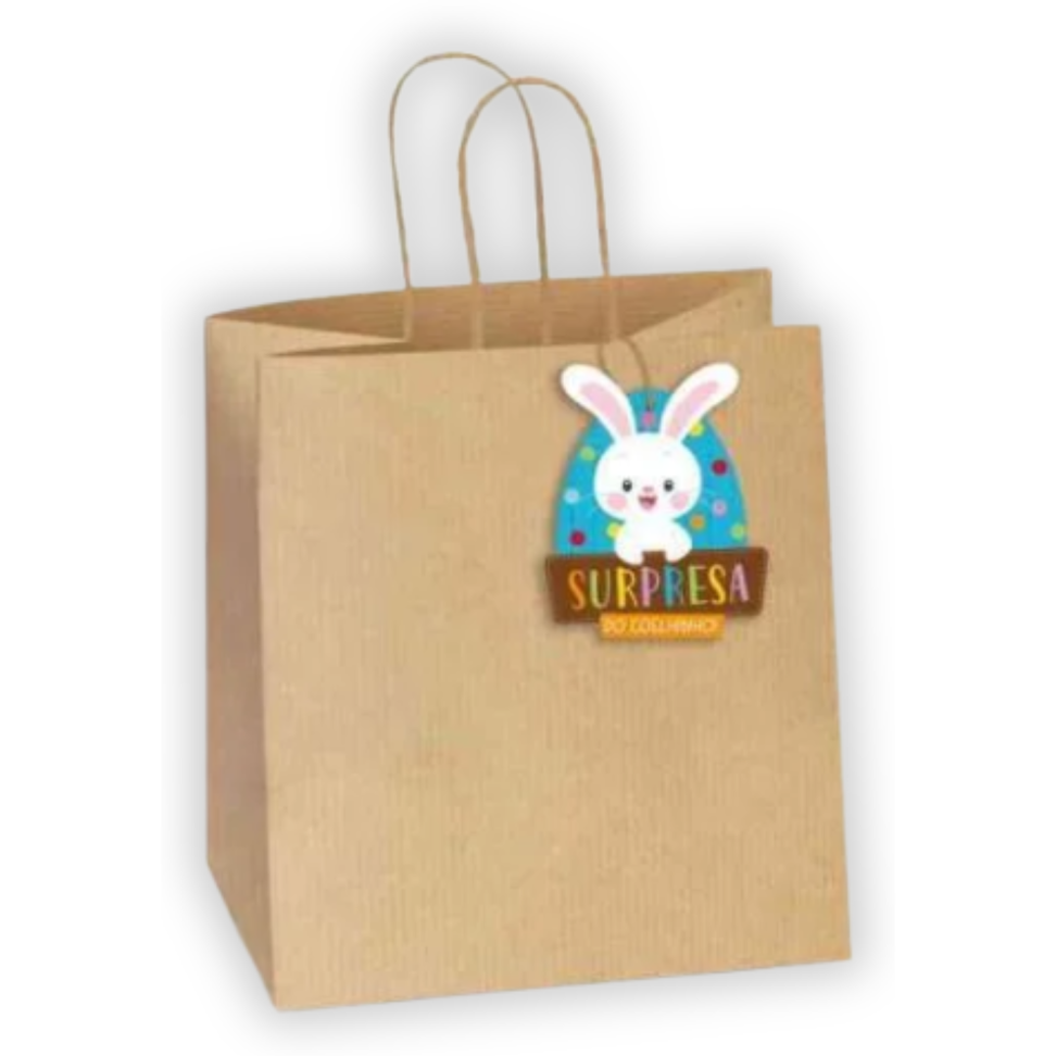 Sacola Kraft Páscoa Tag 27,5cm x 22cm x 16cm Chocomundo Packpel - #4