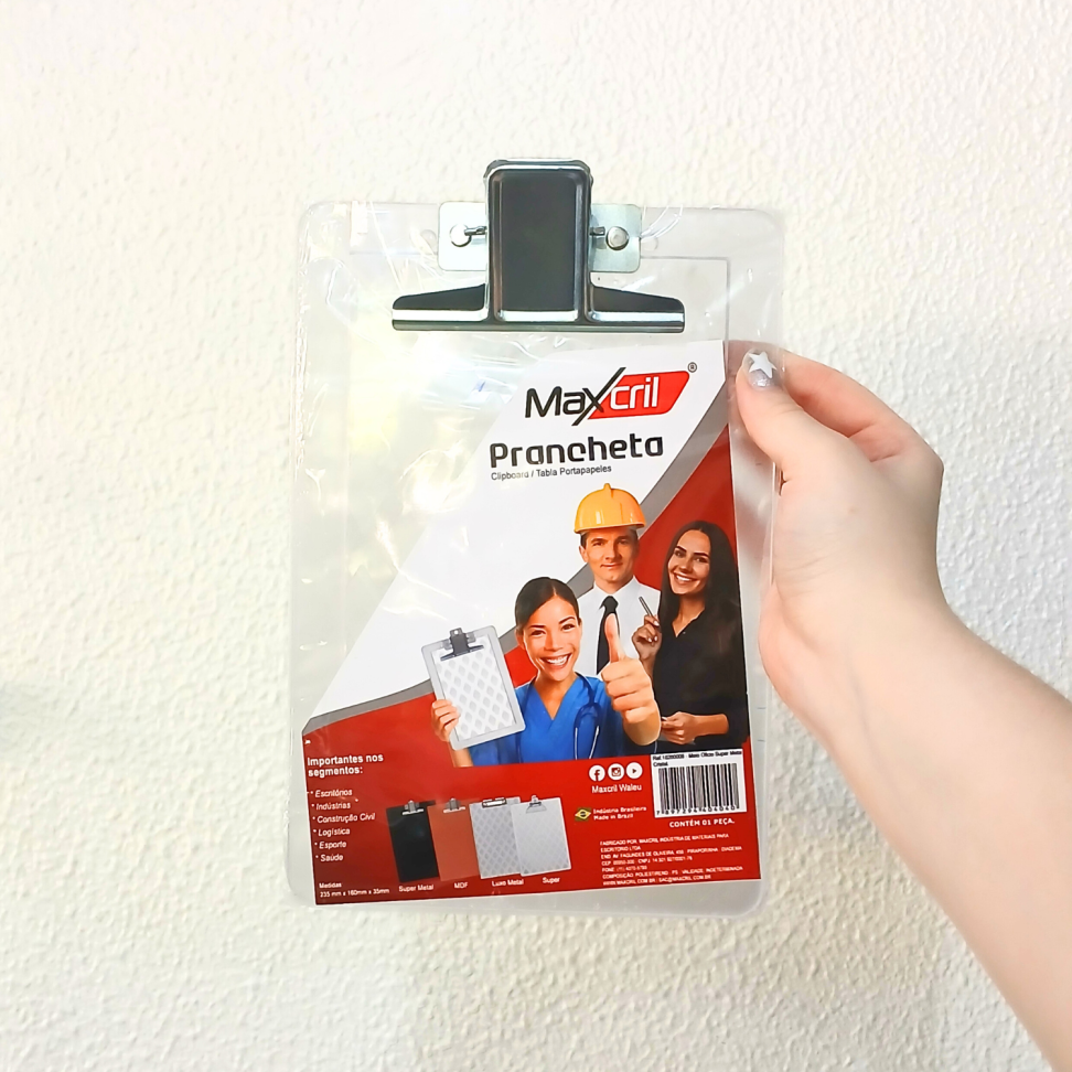 Prancheta 1/2 Ofício com Grampo Metálico Acrílico Maxcril - #2