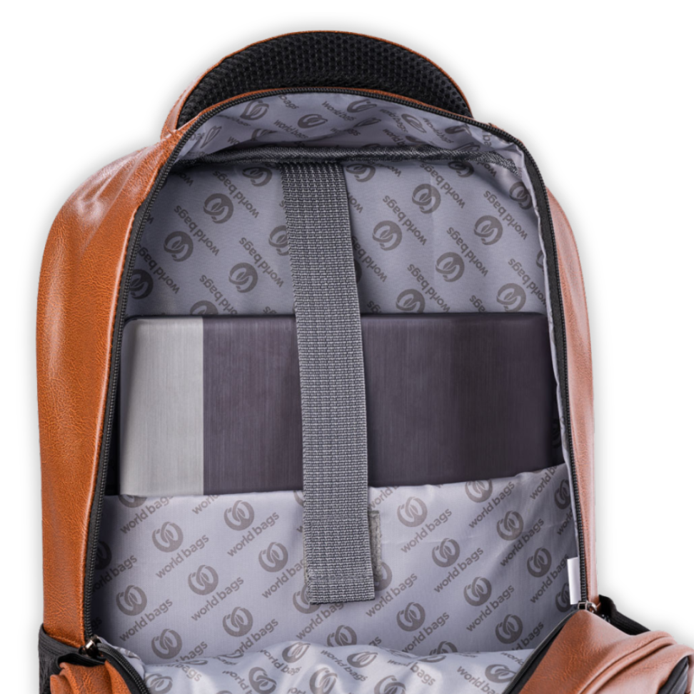 Mochila de Costas Executiva PU Café World Bags - #1