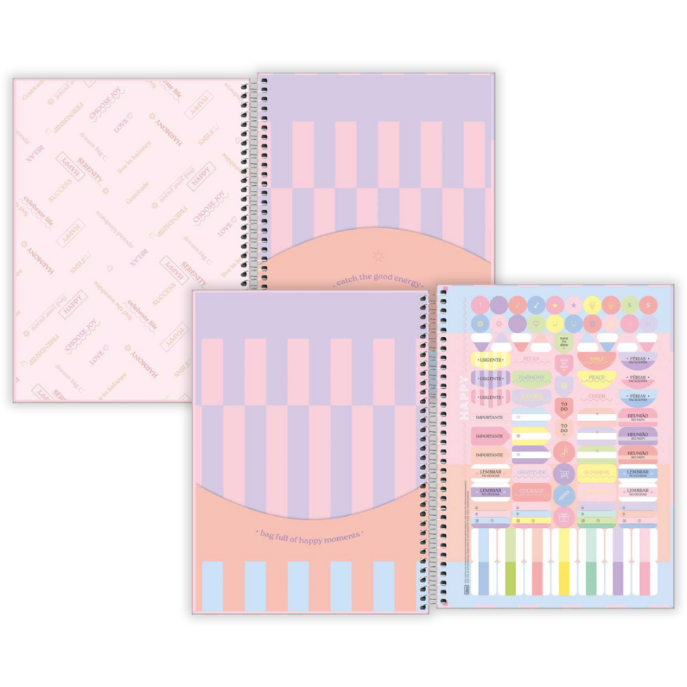 Caderno com Espiral Universitário 1 Matéria Happy Connect Tilibra - #1