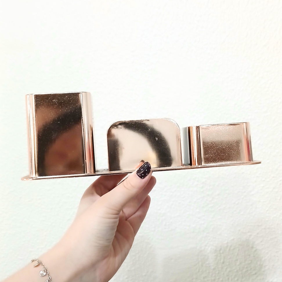 Porta Canetas Triplo Acrílico Linha Metais Color Dello - #3