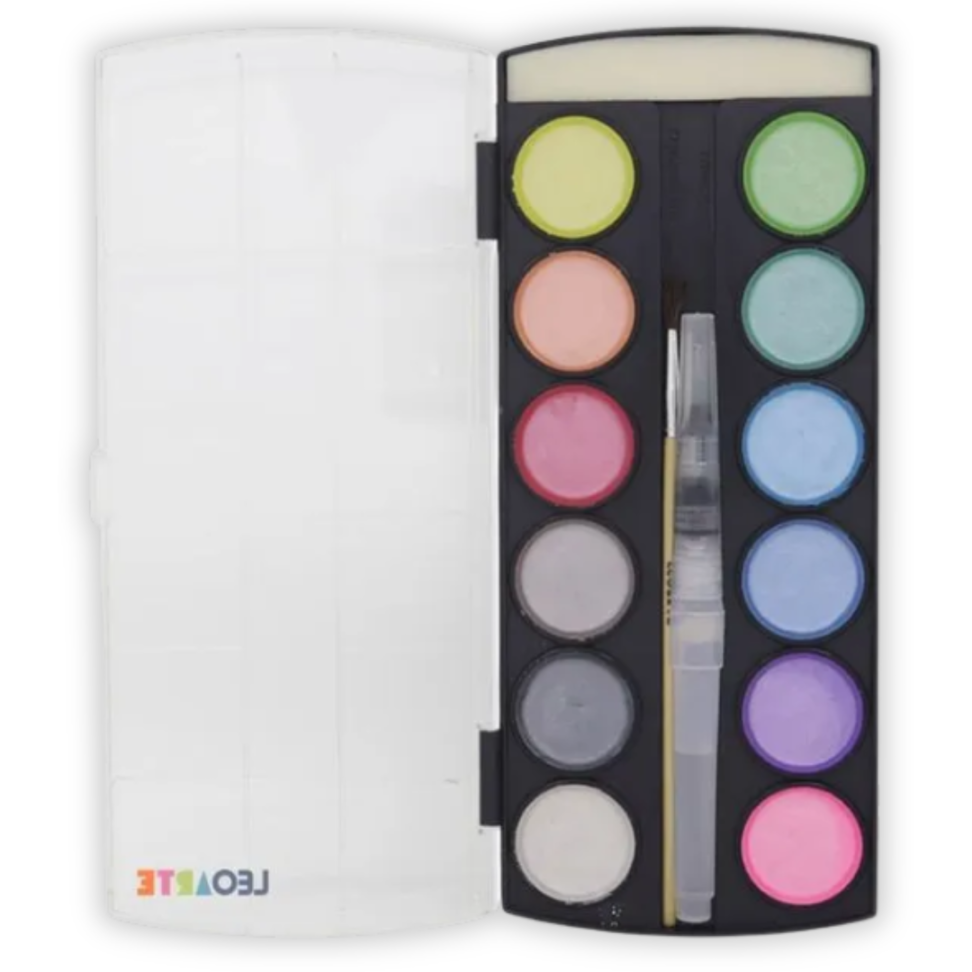 Aquarela Escolar Metálica 12 Cores + 2 Pinceis LeoArte - #3