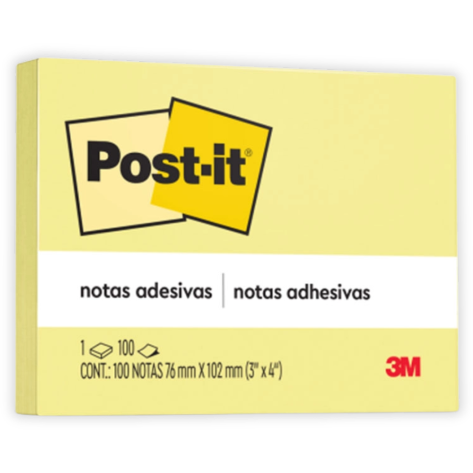 Notas Autoadesivas Post-It 76mm x 102mm Amarelo Pastel 3M