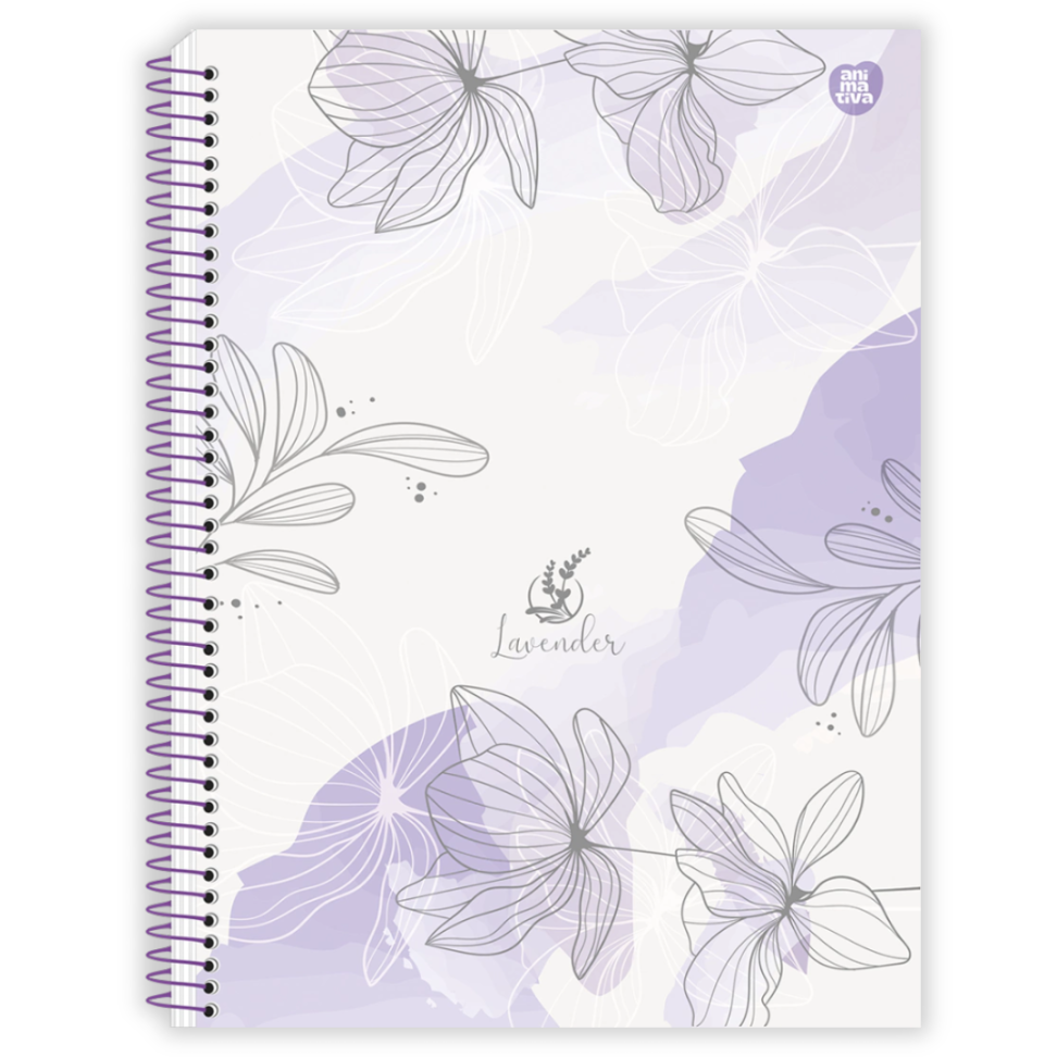 Caderno com Espiral Universitário Lavender 1 Matéria Animativa - #1