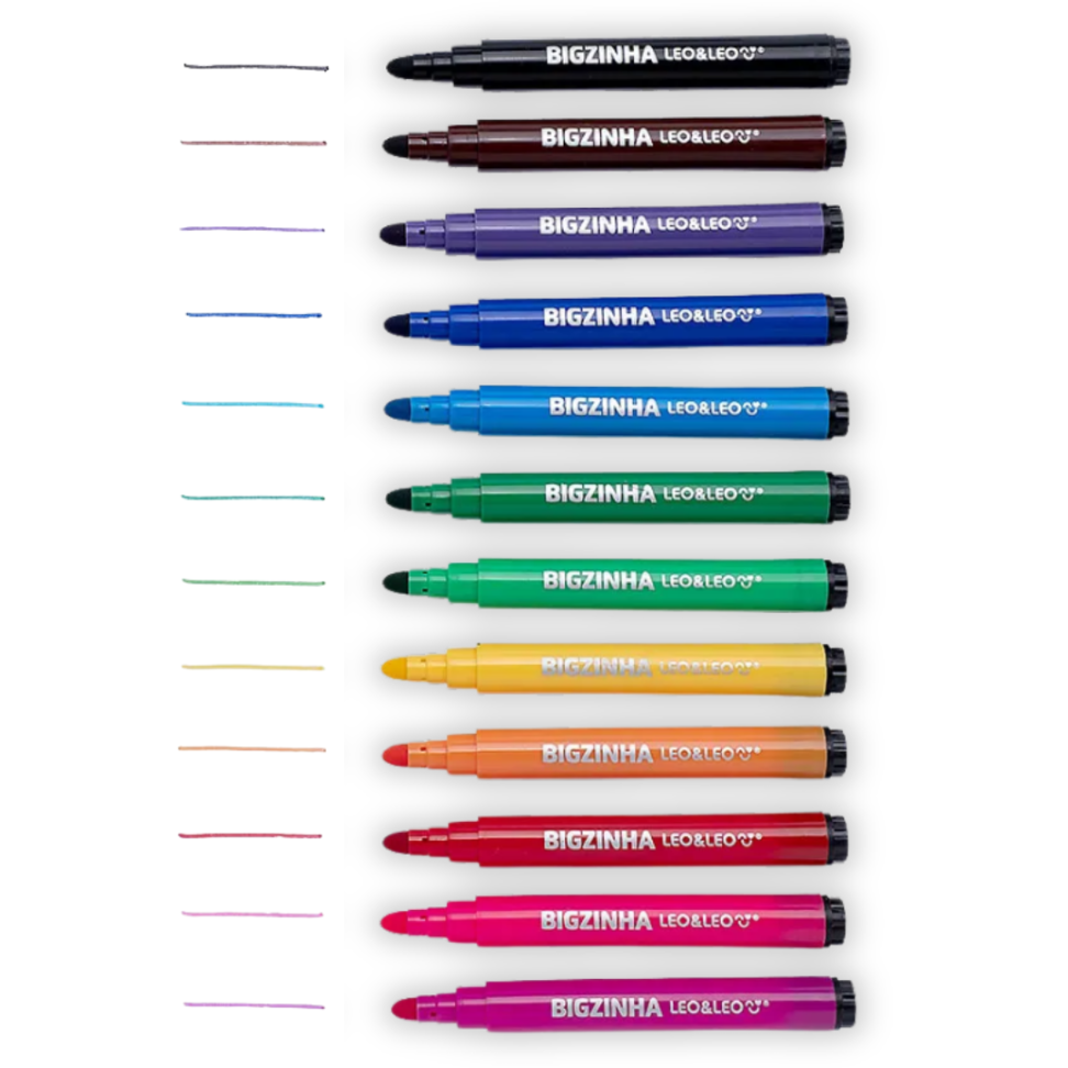 Canetinha Hidrocor Big Slim 12 Cores Leo e Leo - #1