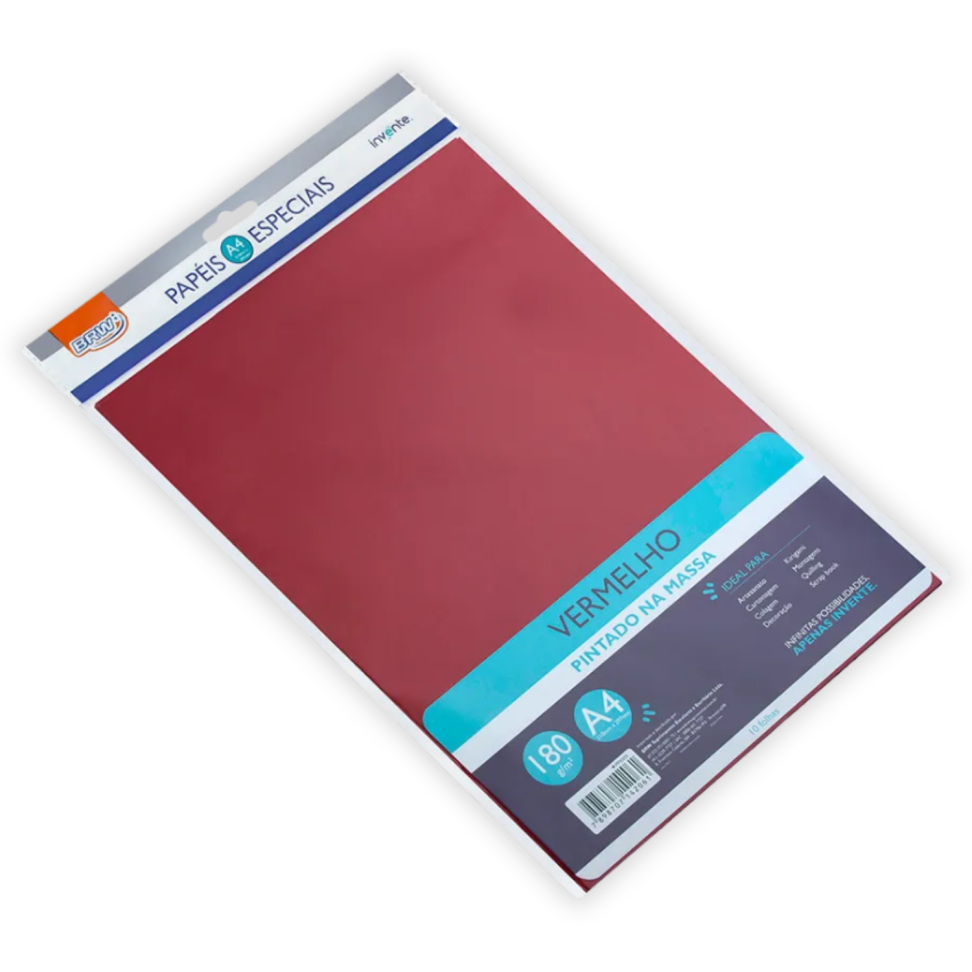 Papel Especial para Artesanato Vermelho A4 180g 1 Folha Invente BRW