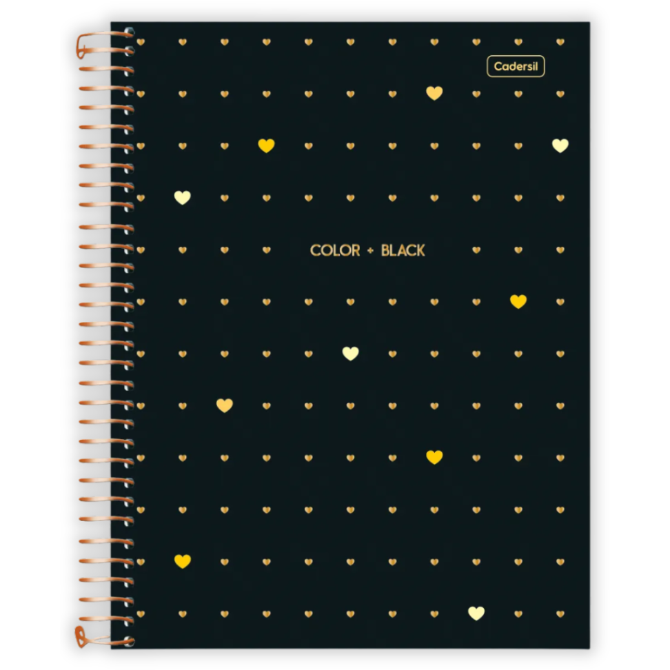 Caderno com Espiral Universitário Color + Black Coração 1 Matéria Cadersil - #3