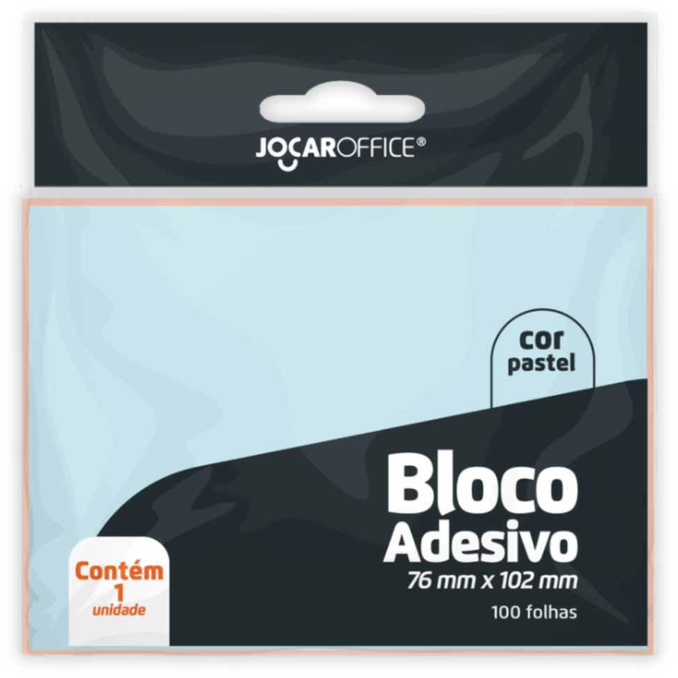 Bloco Adesivo 76mm x 102mm Azul Pastel Jocar Office