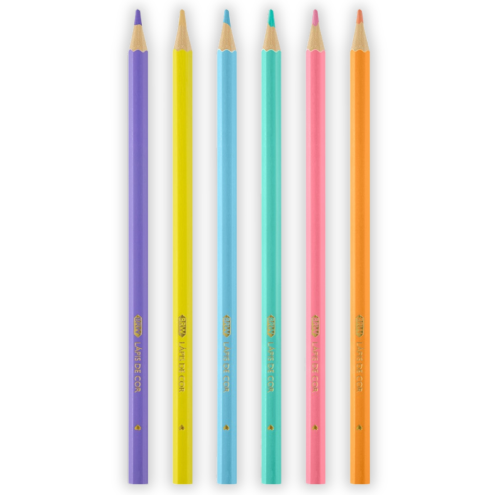 Lápis de Cor 6 Cores Pastel Soul BRW - #1