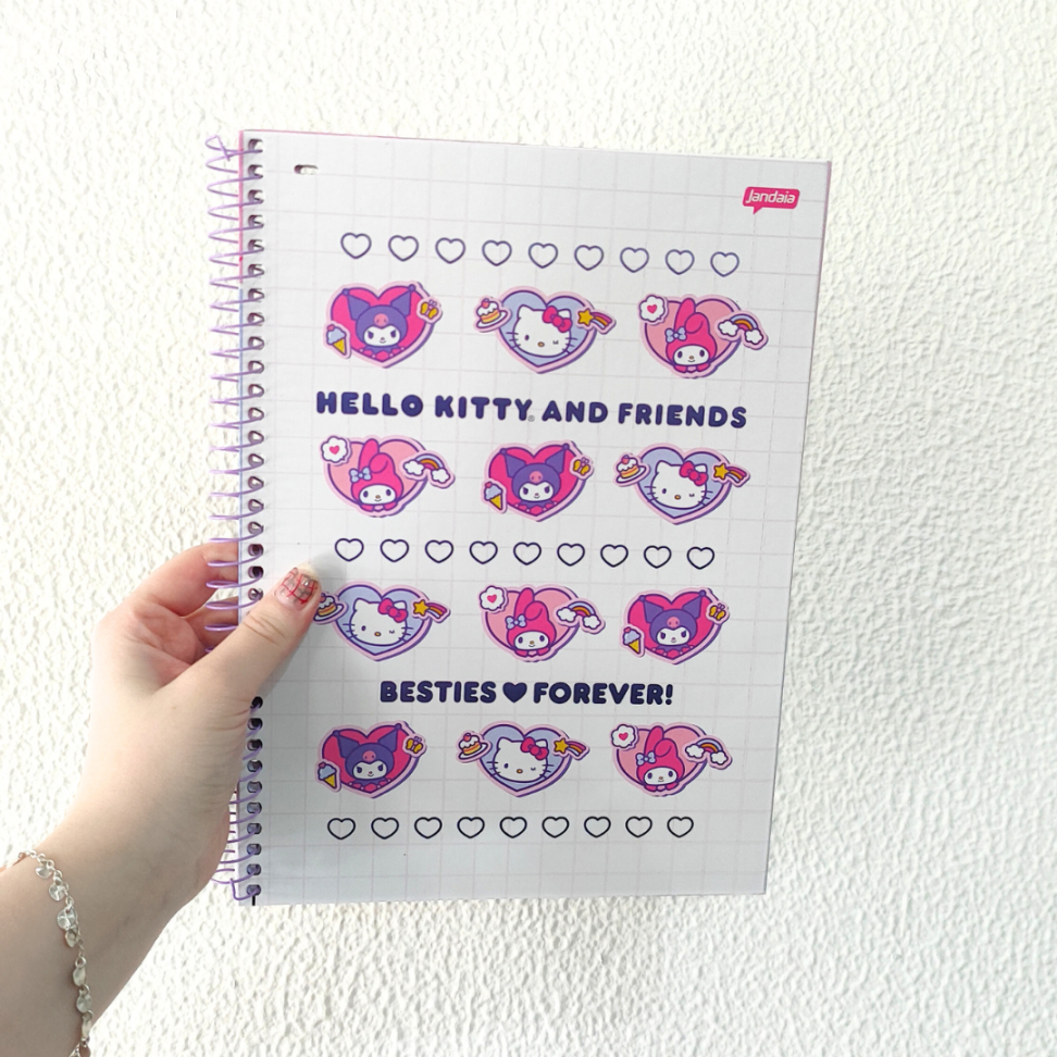 Caderno com Espiral Universitário Hello Kitty Besties Forever 1 Matéria Jandaia - #1