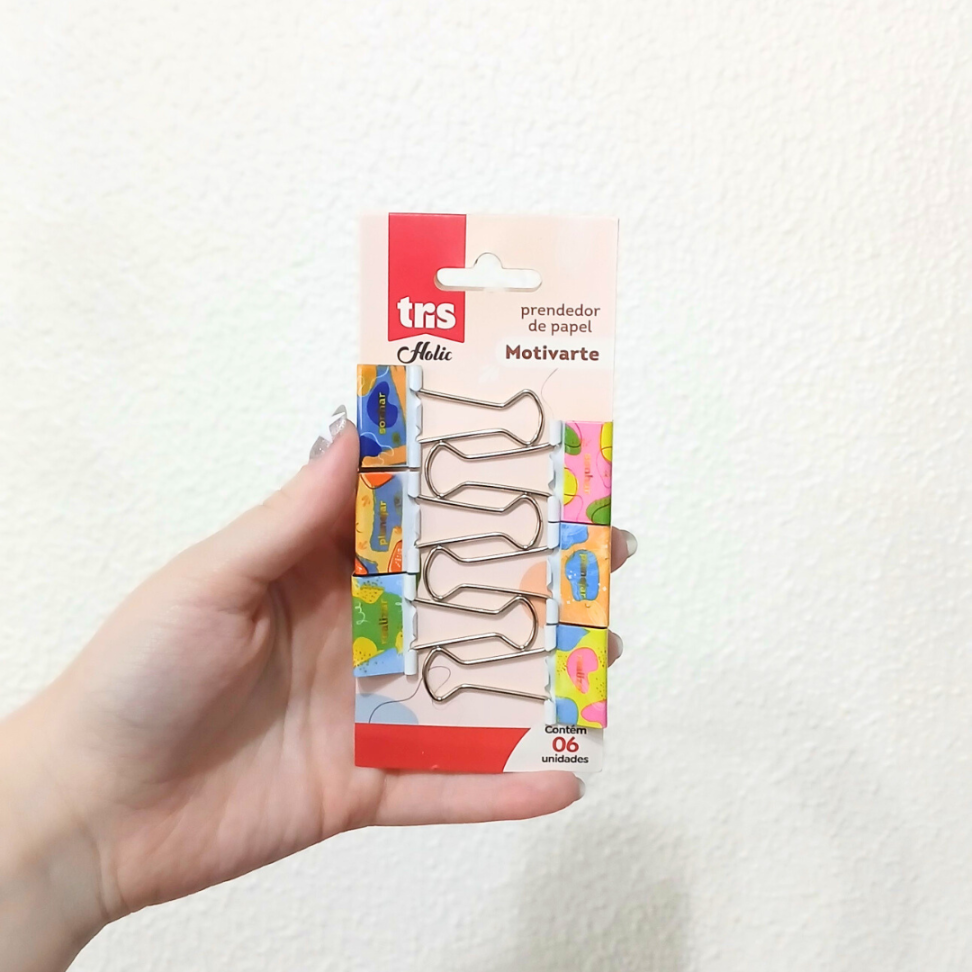 Prendedor de Papel Binder Motivarte 6 Unidades Holic Tris - #3
