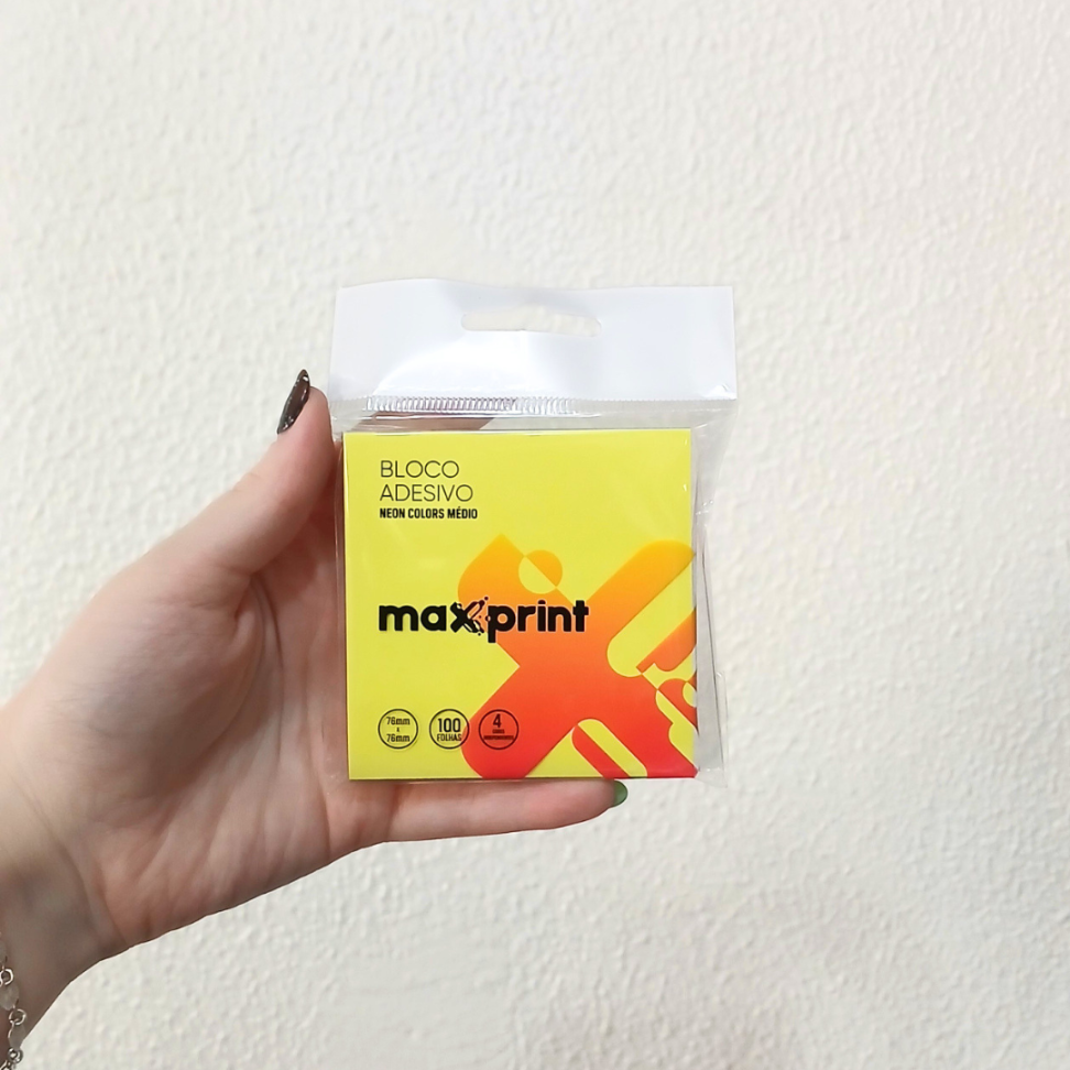 Bloco Adesivo Neon Colors Médio 76mm x 76mm 4 Cores Maxprint - #3