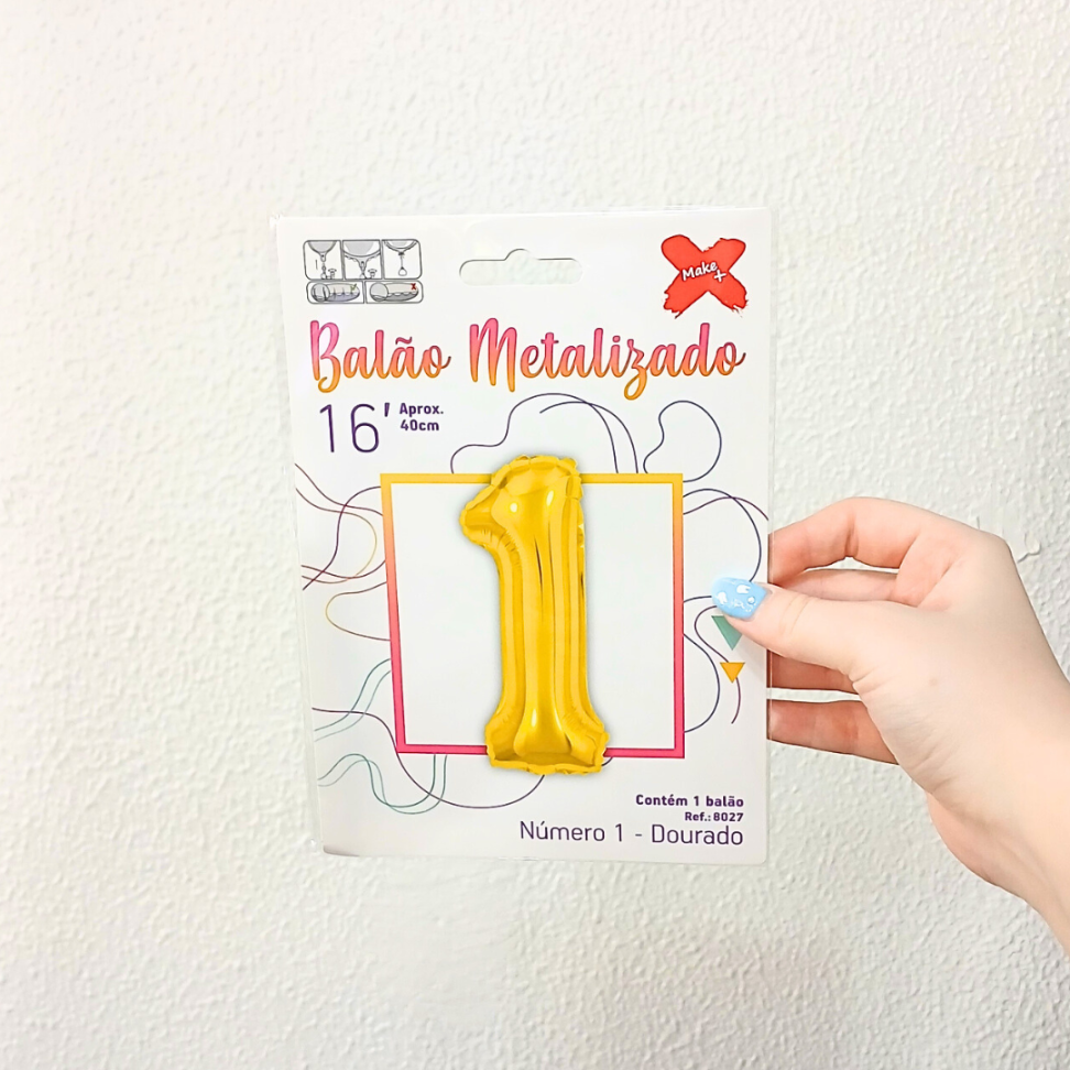 Balão Metalizado 40cm Número 1 Make+ - #4