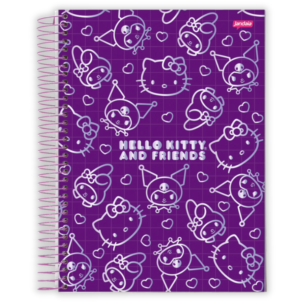 Caderno com Espiral Universitário Hello Kitty Besties Forever 1 Matéria Jandaia - #1