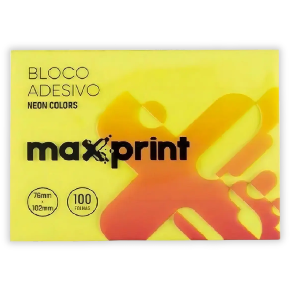 Bloco Adesivo 76mm x 102mm Neon 100 Folhas Maxprint - #4