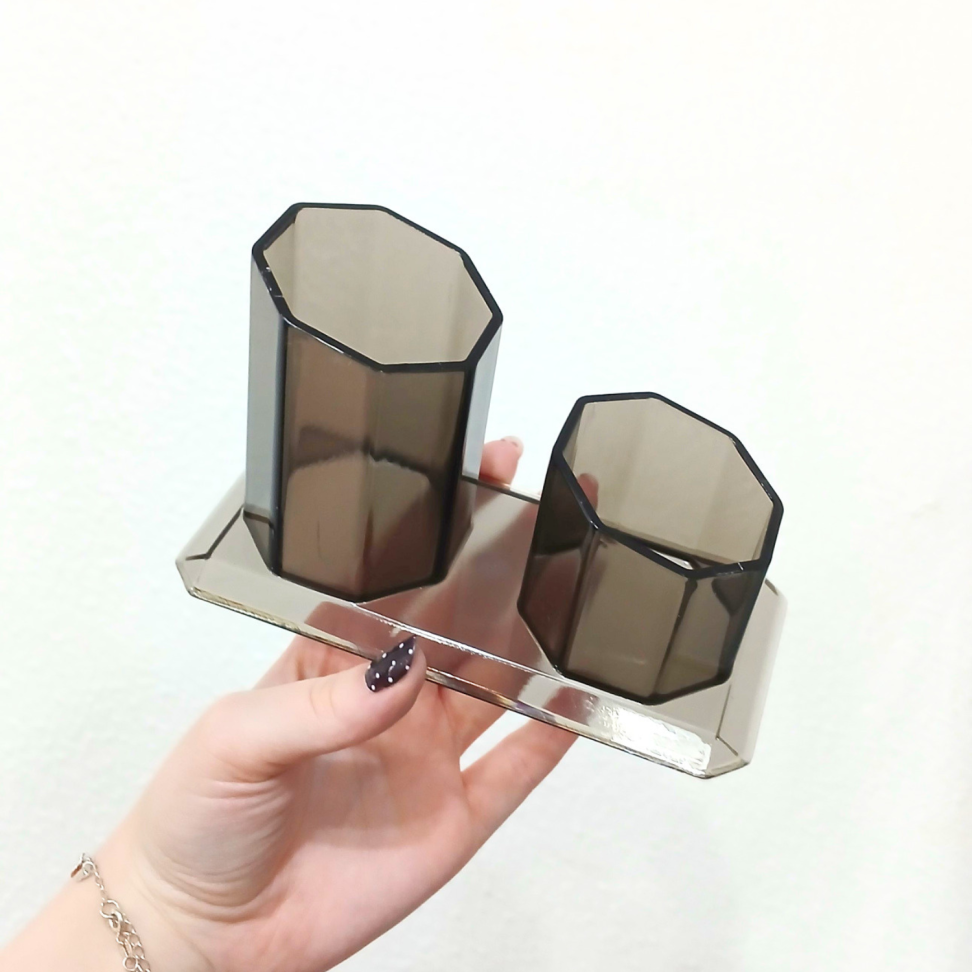 Porta Canetas Acrílico Duplo Fumê Maxcril - #5