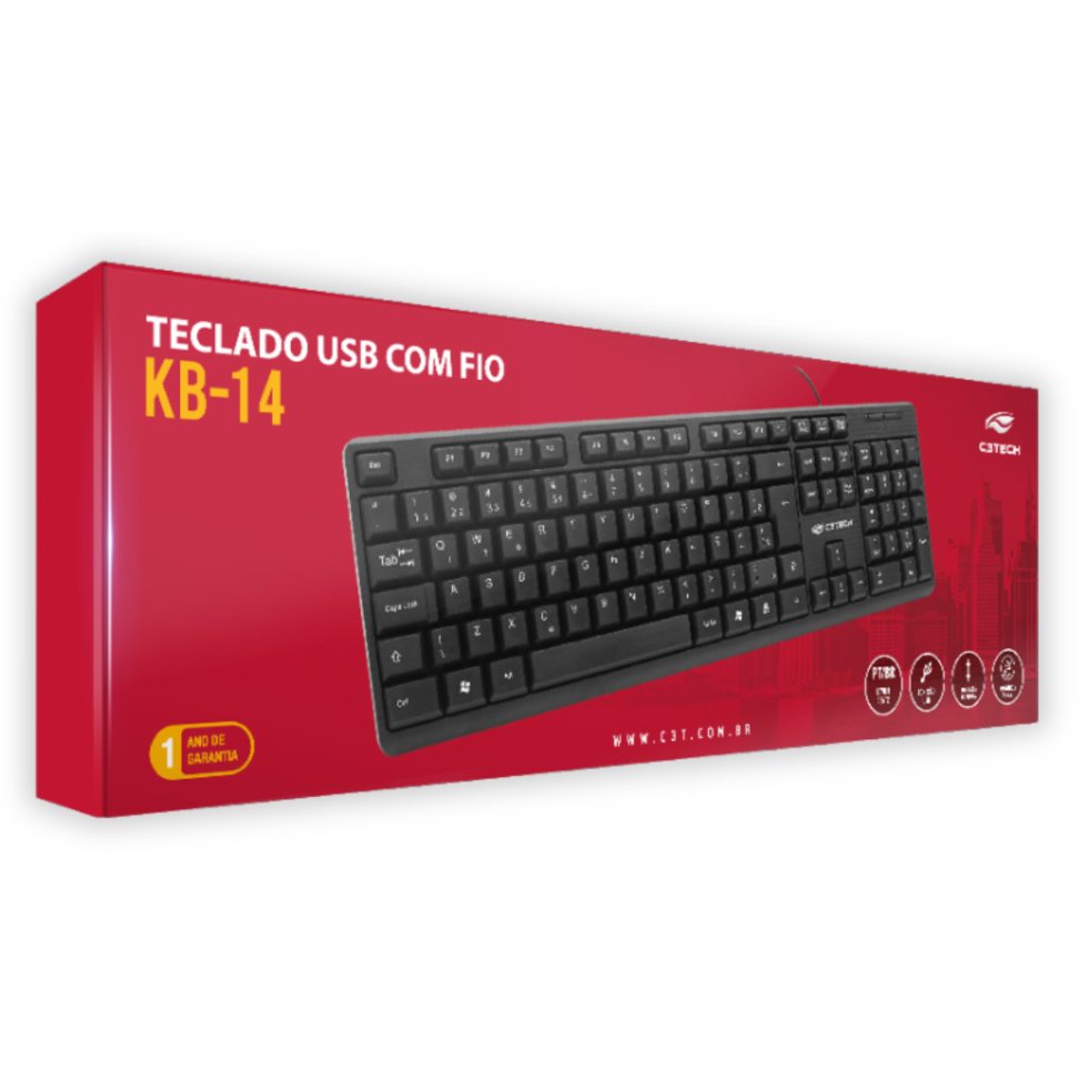 Teclado USB com Fio KB-14 C3Tech - #3