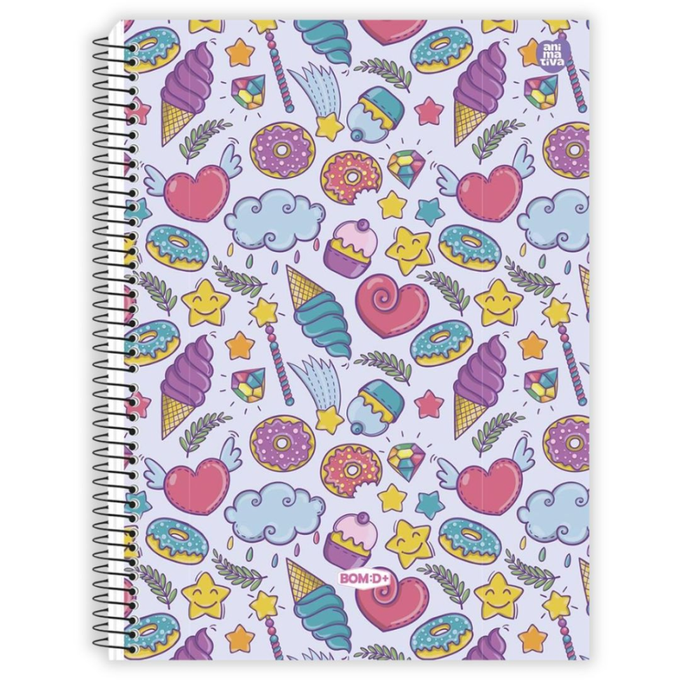 Caderno com Espiral Universitário Bom D+ Feminino 1 Matéria Animativa - #2