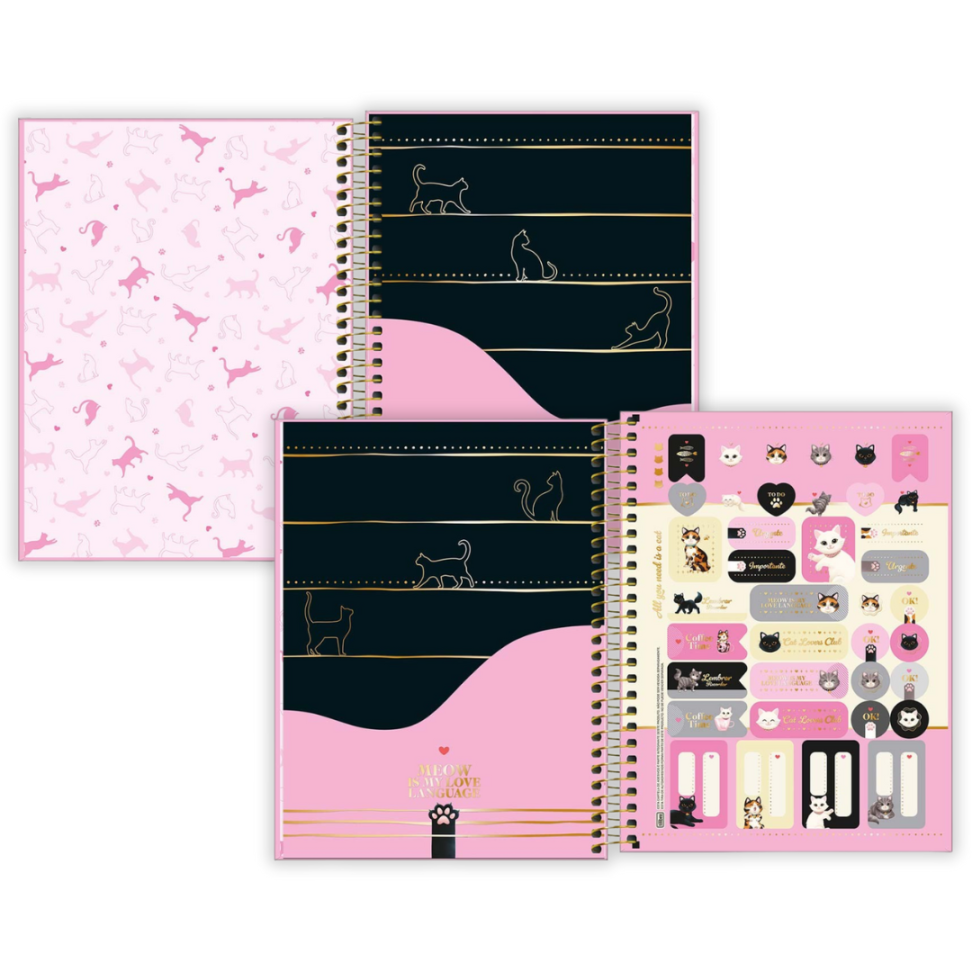 Caderno com Espiral Colegial 10 Matérias Purrfect Cats Tilibra - #1