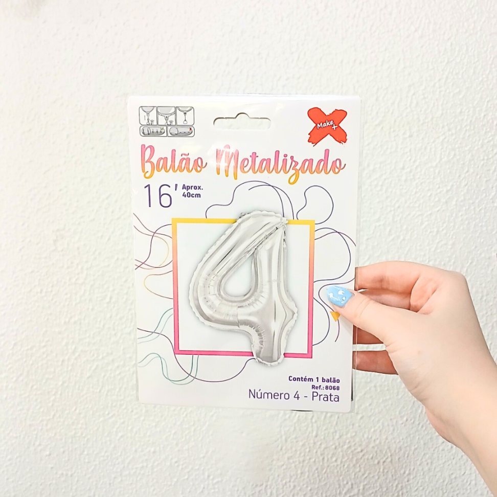 Balão Metalizado 40cm Número 4 Make+ - #5