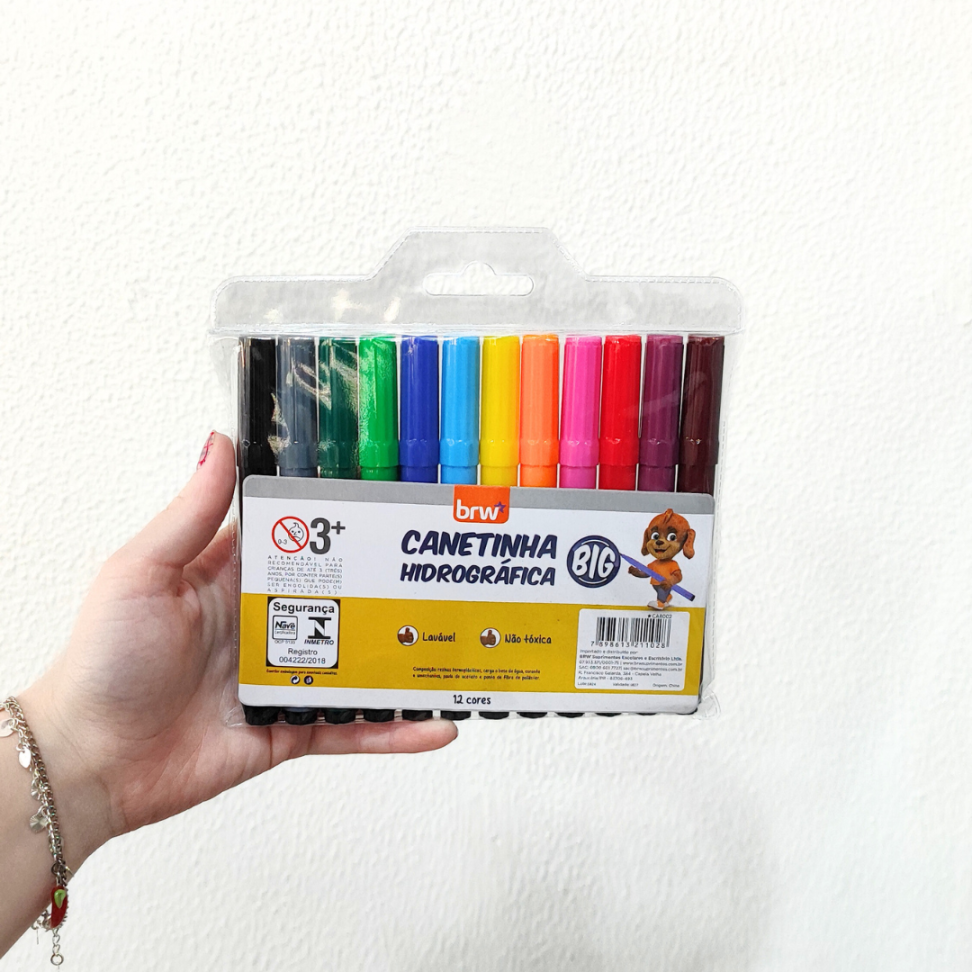 Canetinha Hidrográfica 12 Cores Big BRW - #1