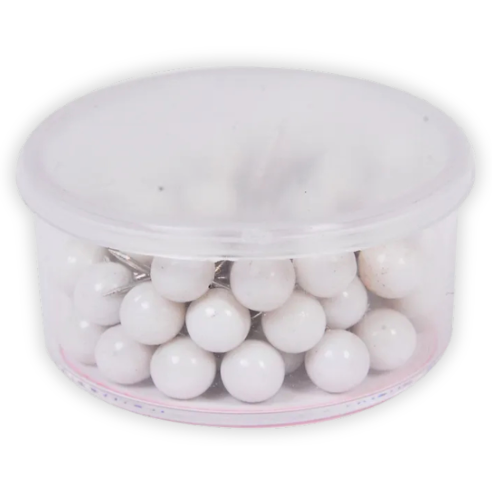 Alfinete para Mapa Tipo Bola Branco 5mm 50 Unidades ACC