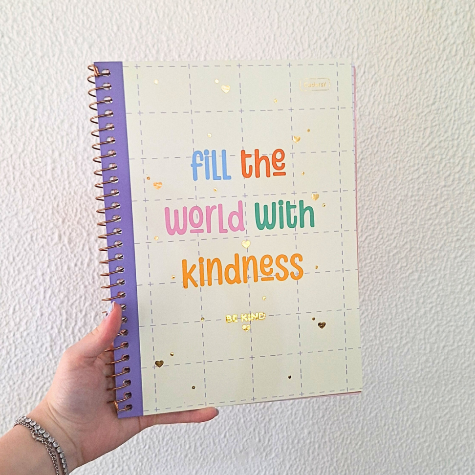 Caderno com Espiral Universitário Be Kind 1 Matéria Cadersil - #8