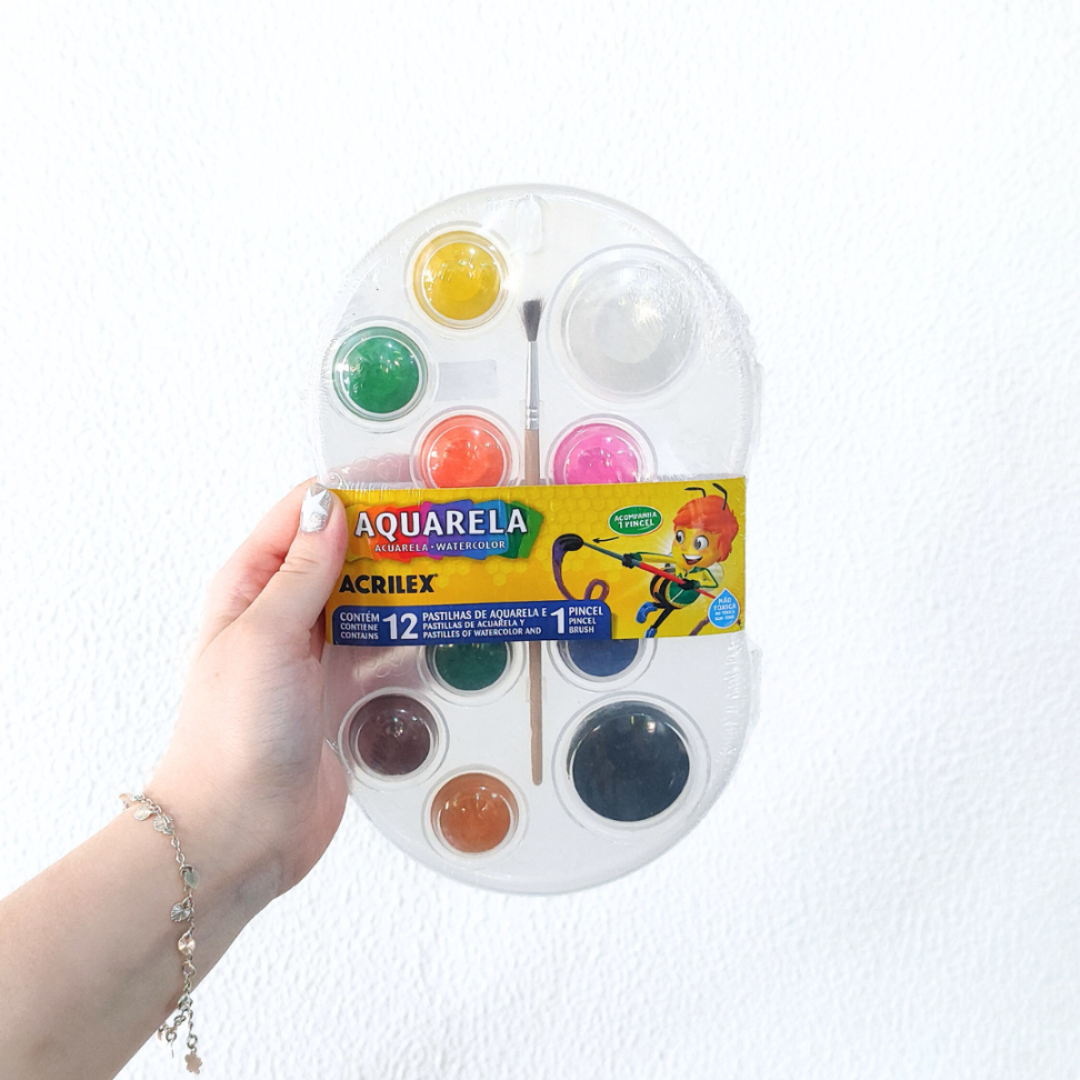 Aquarela Escolar 12 Cores + 1 Pincel Acrilex - #3