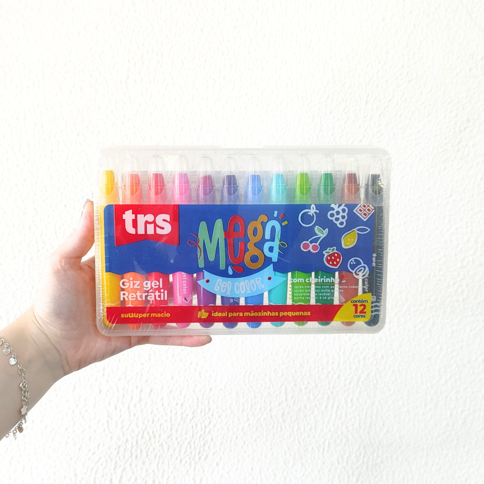 Giz de Cera Retrátil 12 Cores com Cheirinho Gel Color Mega Tris - #3