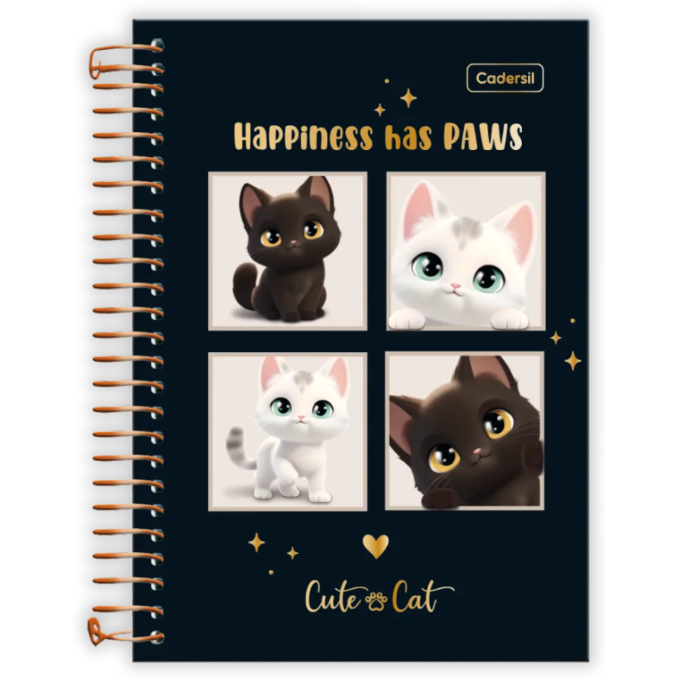 Caderneta com Espiral Cute Cat Cadersil - #4