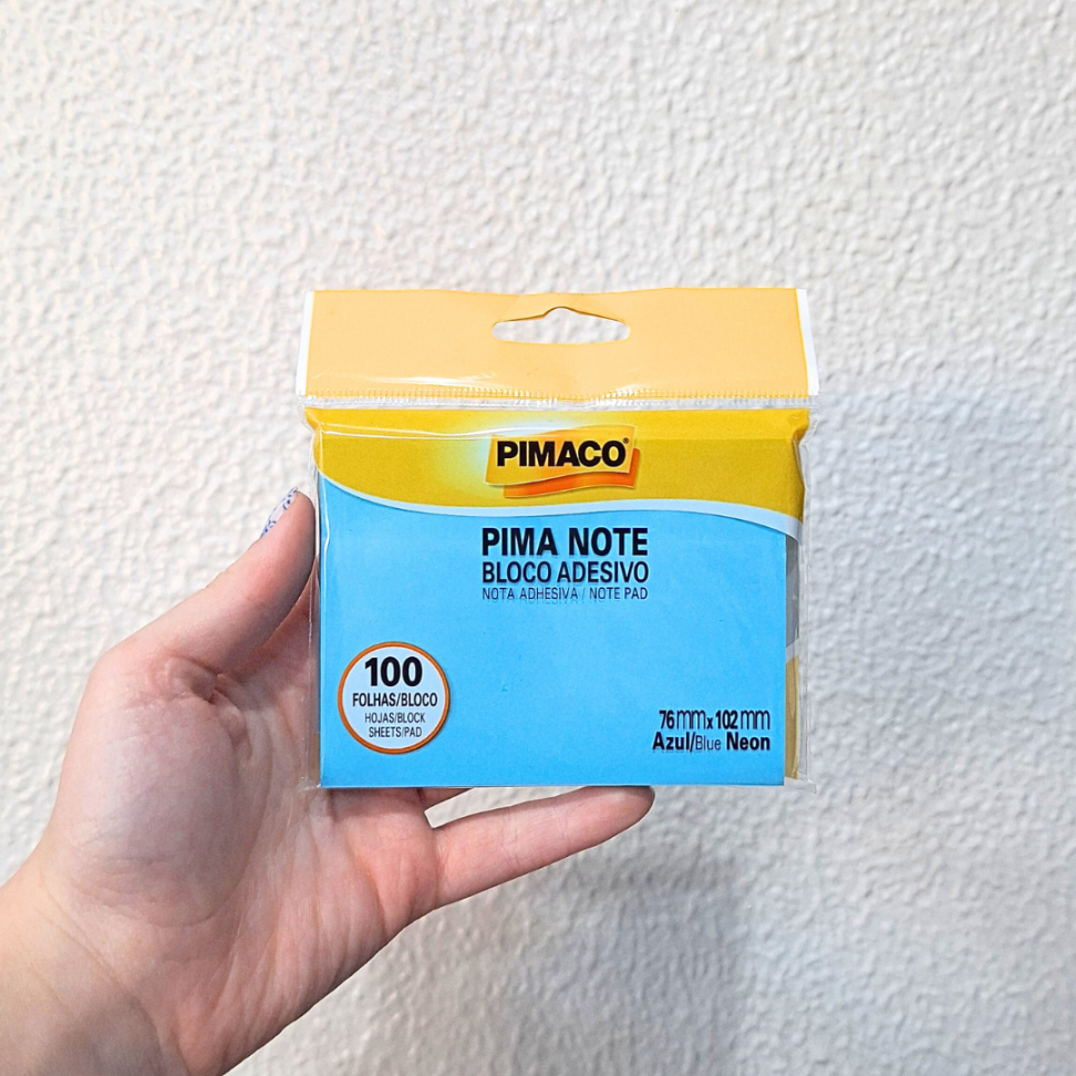 Bloco Adesivo Pima Note 76mm x 102mm Azul Neon Pimaco - #1