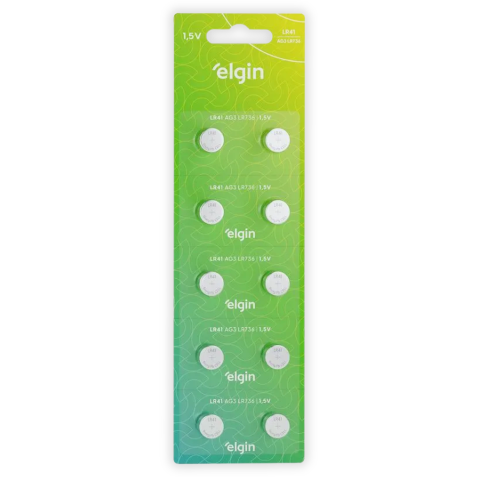 Bateria Alcalina 1,5V LR41 AG3 LR736 Elgin
