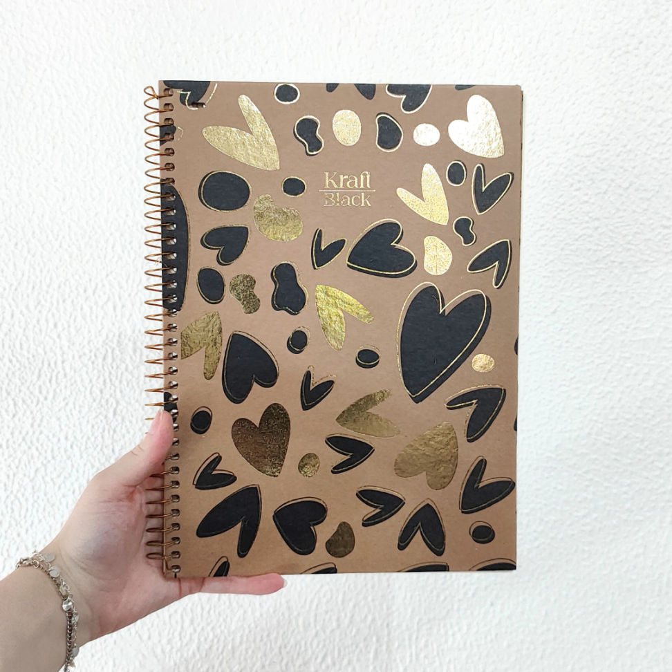 Caderno com Espiral Universitário Kraft Black 1 Matéria Jandaia - #7