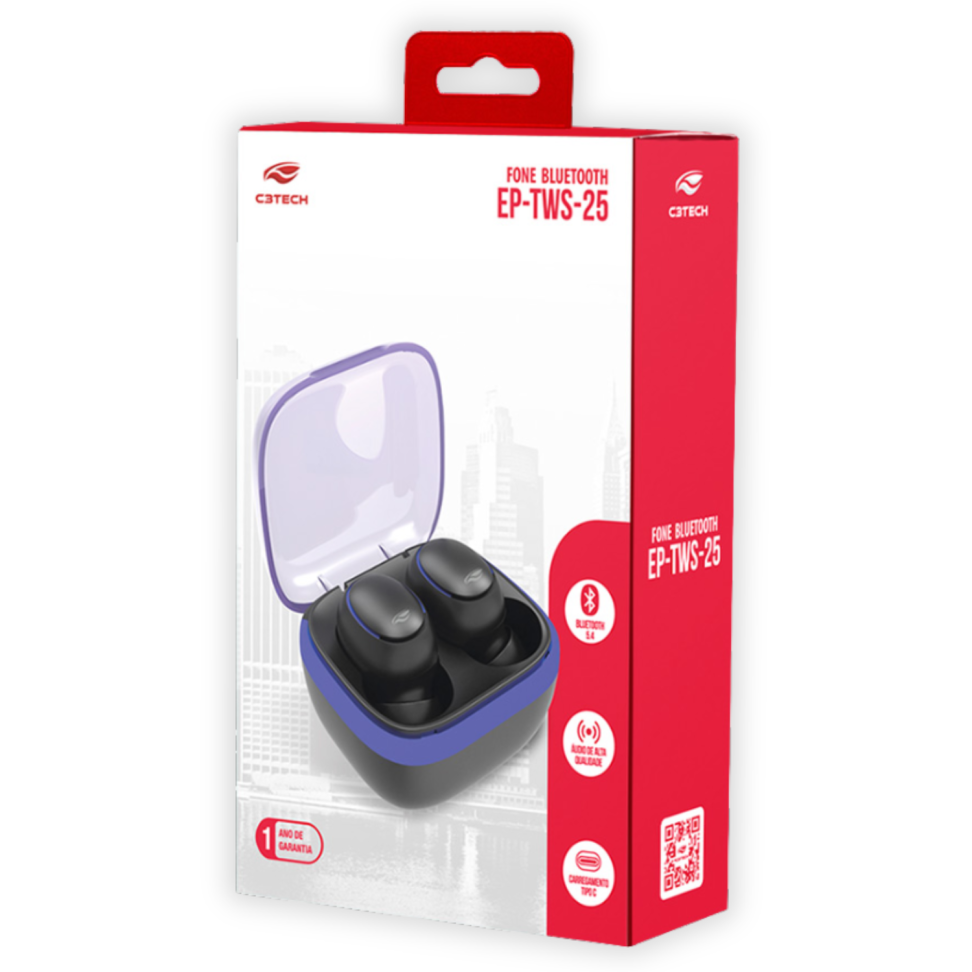 Fone de Ouvido Bluetooth EP-TWS-25 C3Tech