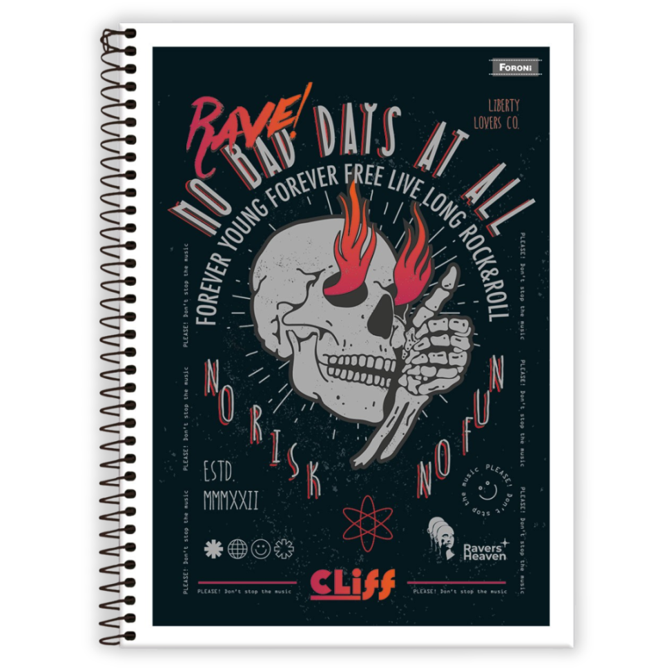 Caderno com Espiral Capa Flexível Universitário Cliff 1 Matéria Foroni - #1