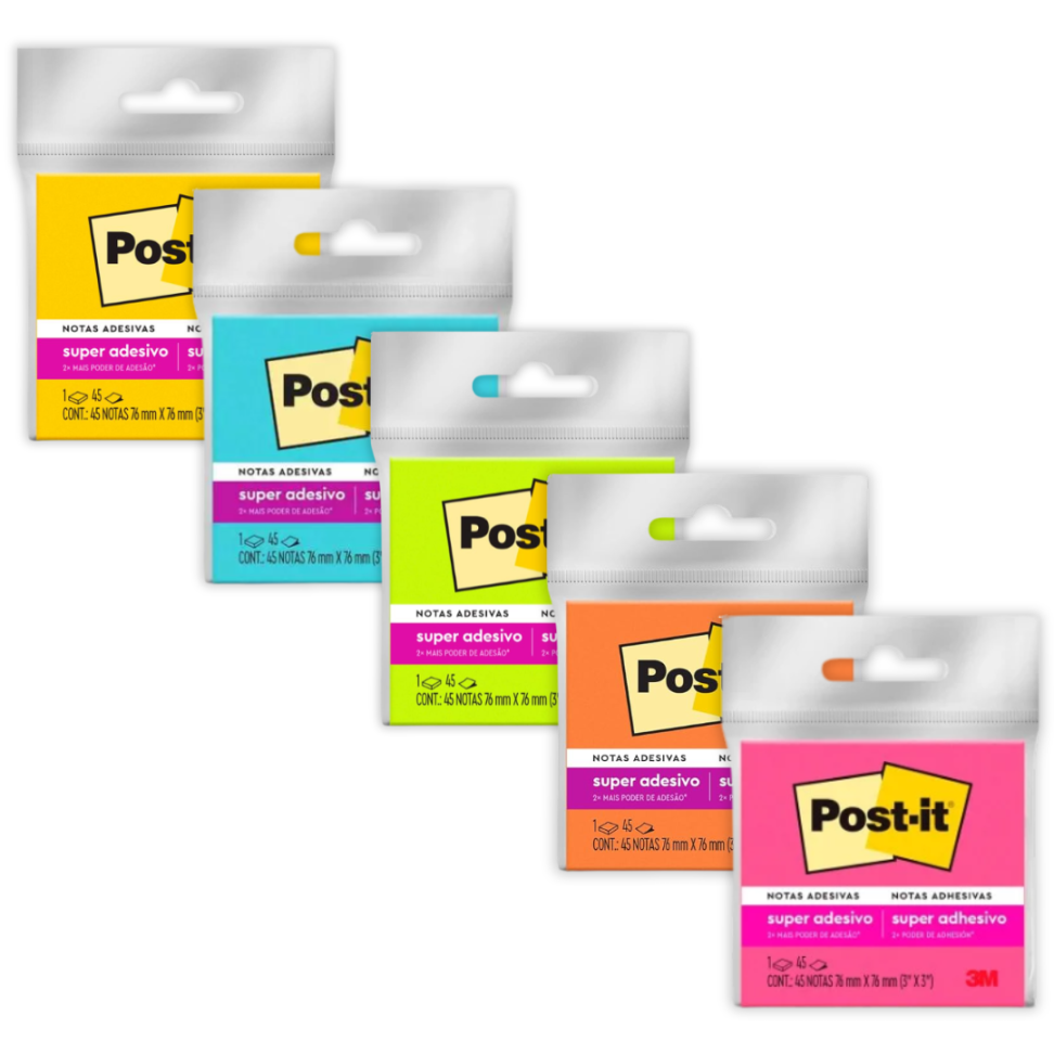 Notas Autoadesivas Post-It 76mm x 76mm Neon 3M