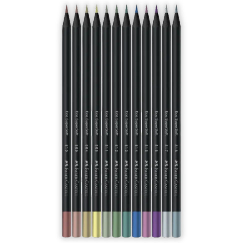 Lápis de Cor Eco SuperSoft 12 Cores Metálicas Faber-Castell - #1