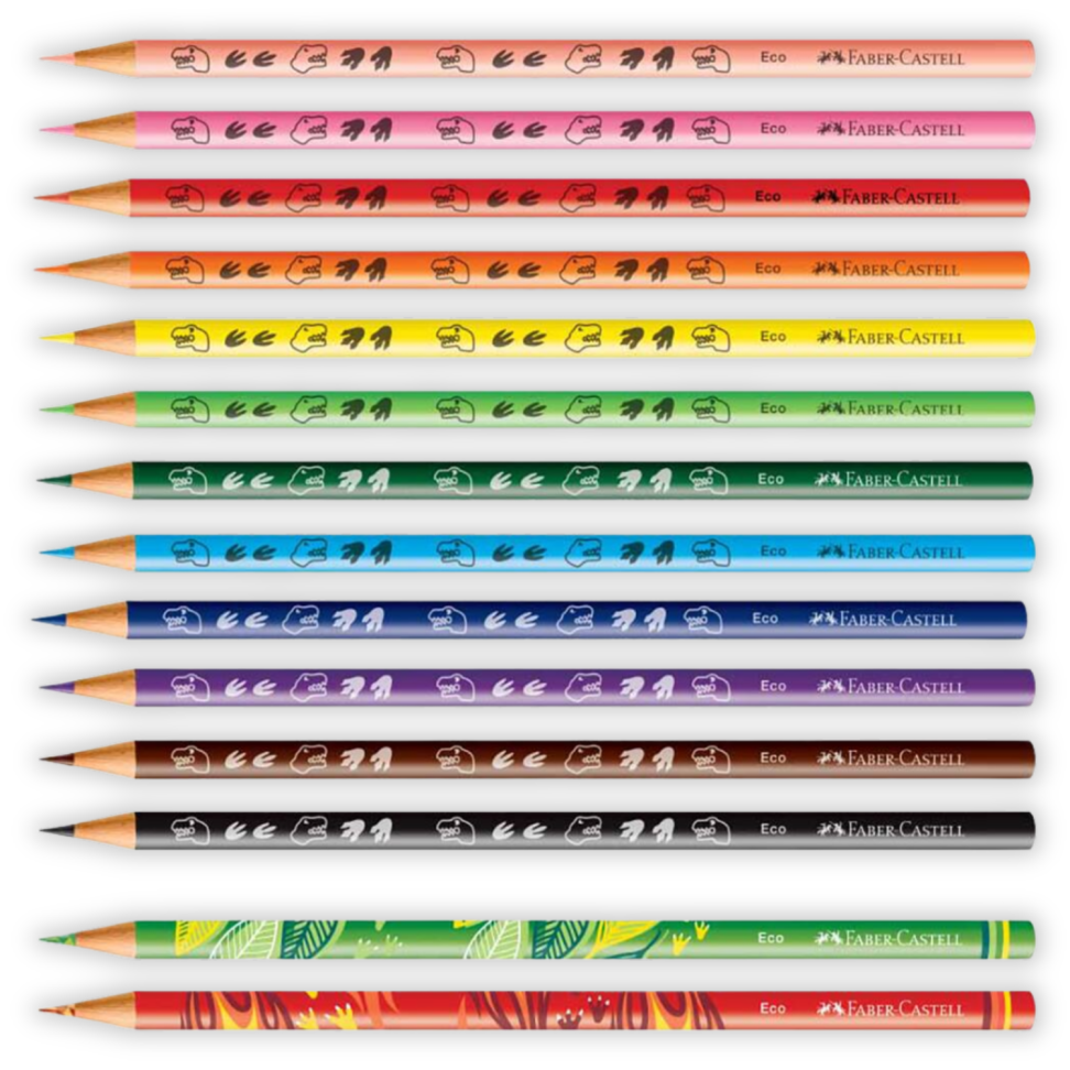 Lápis de Cor Eco 12 Cores + 2 Multicoloridos Dinossauro Faber-Castell - #1
