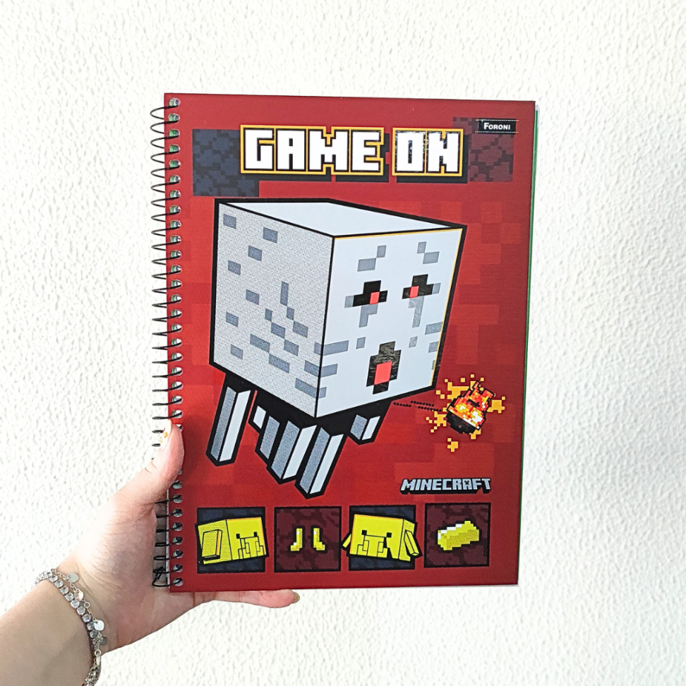 Caderno com Espiral Universitário Minecraft 1 Matéria Foroni - #1