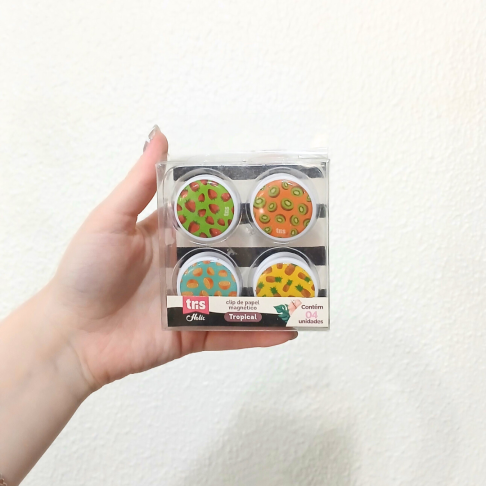 Clips de Papel Magnético 4 Unidades Tropical Holic Tris - #4