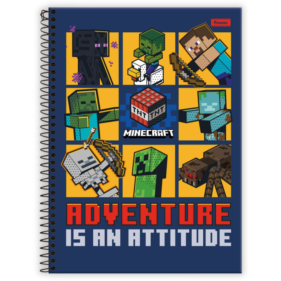 Caderno com Espiral Universitário Minecraft 1 Matéria Foroni - #1