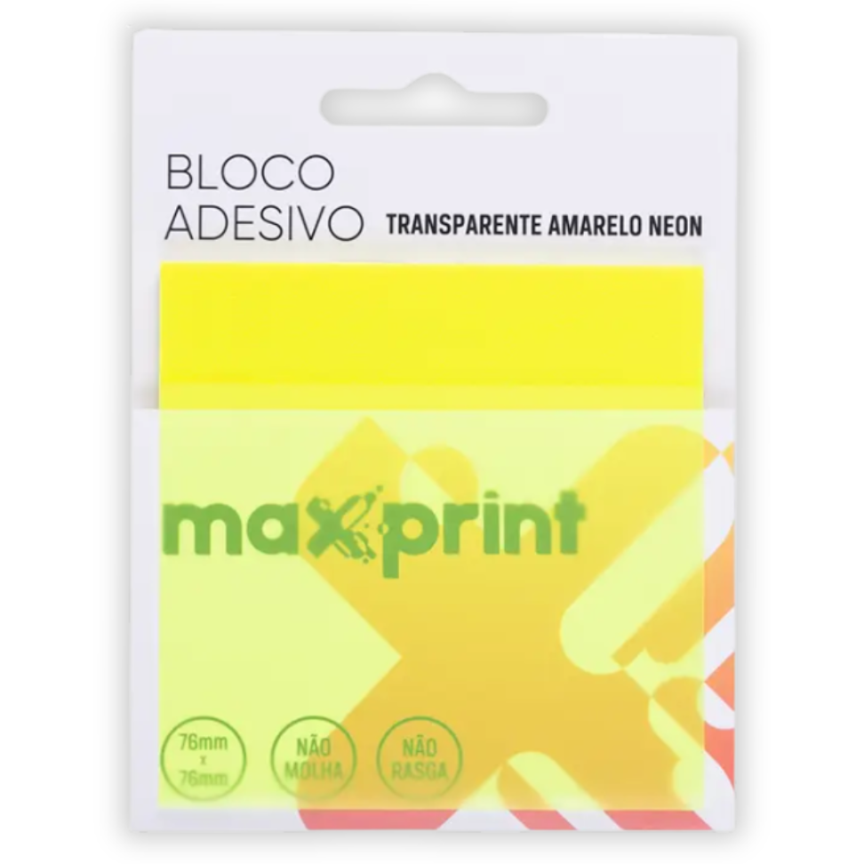 Bloco Adesivo Transparente 76mm x 76mm Neon Maxprint - #5